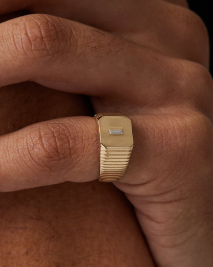 Elegant 0.03 CT Tapered Baguette Lab Grown Diamond Signet Ring 2