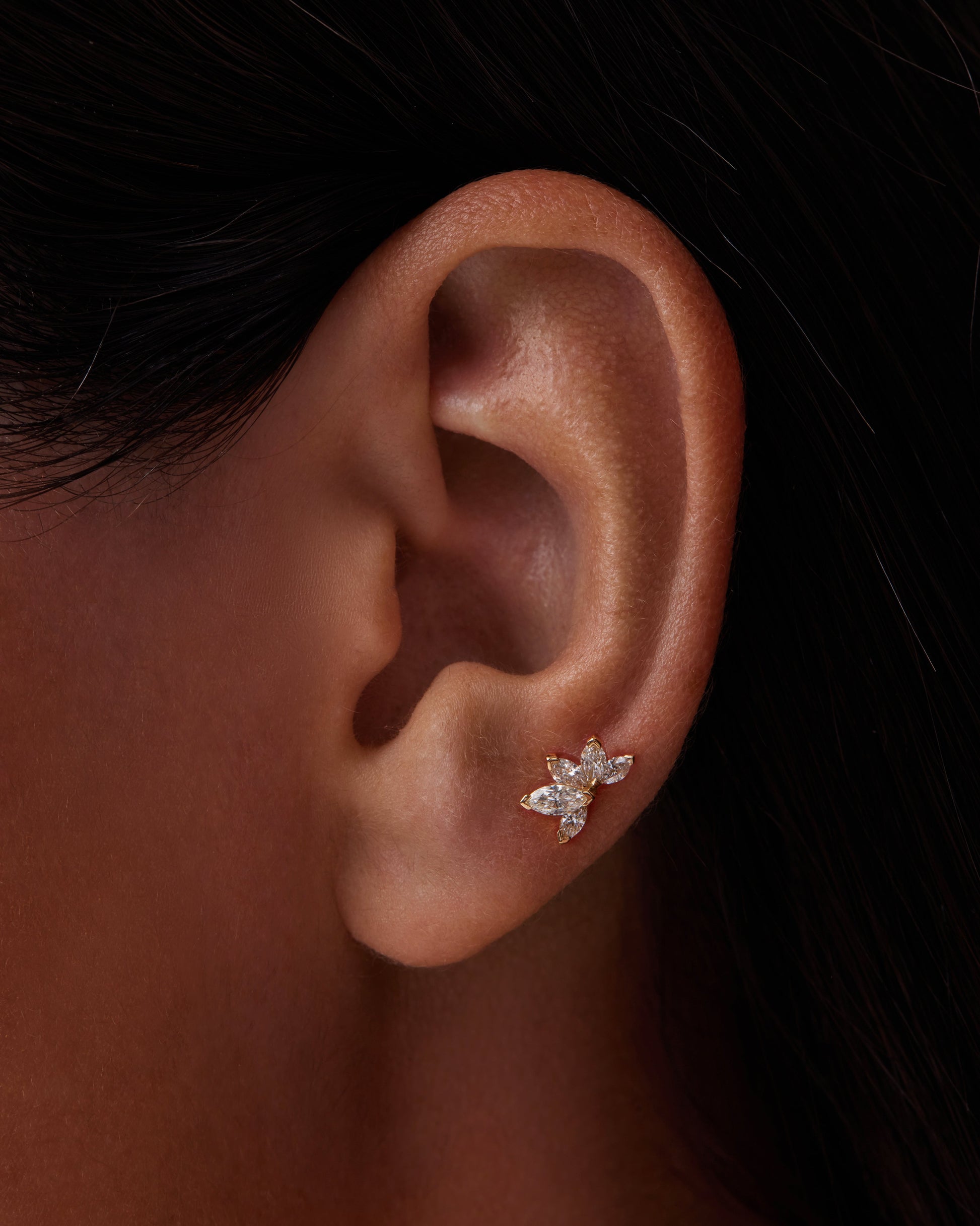0.05 TCW Marquise Lab Grown Diamond  Half Curve Sud Earring 5