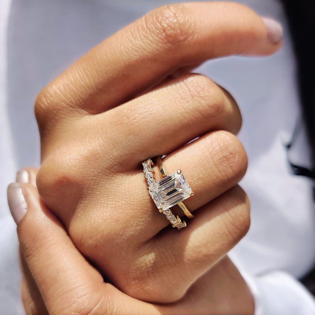 Solitaire Cathedral- 1.8 CT Cushion Lab Grown Diamond Wedding Band