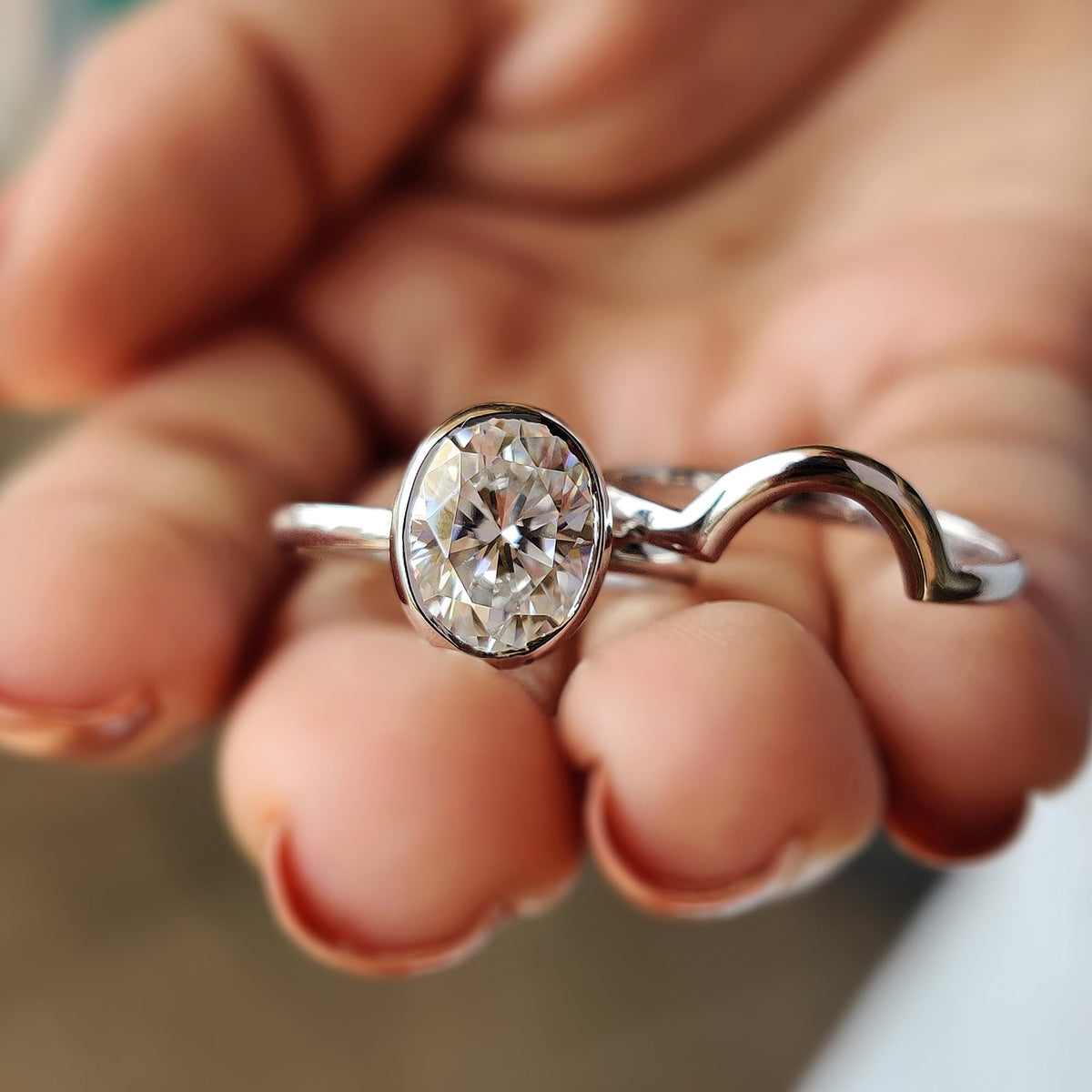 Solitaire Cathedral- 1.8 CT Cushion Lab Grown Diamond Wedding Band