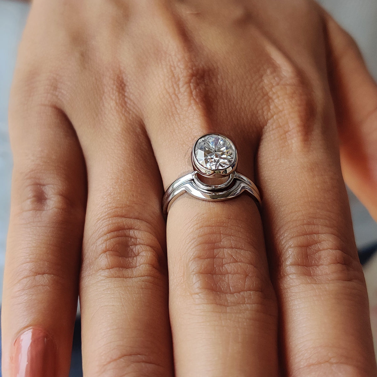Solitaire Cathedral- 1.8 CT Cushion Lab Grown Diamond Wedding Band
