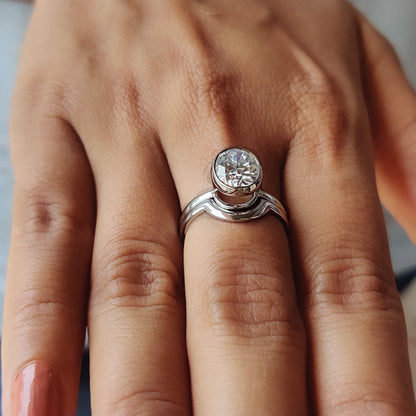 Solitaire Cathedral- 1.8 CT Cushion Lab Grown Diamond Wedding Band