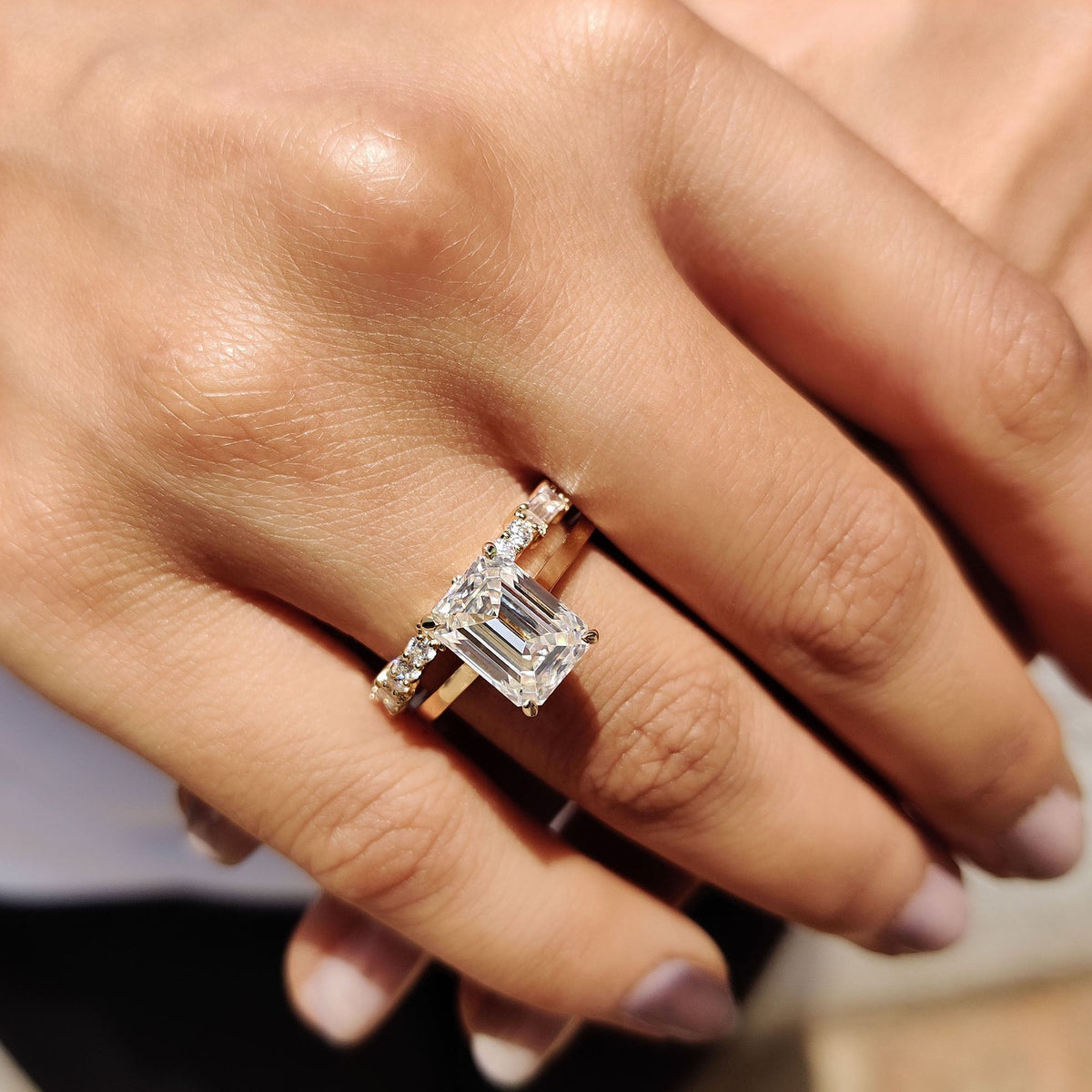 Solitaire Cathedral- 1.8 CT Cushion Lab Grown Diamond Wedding Band