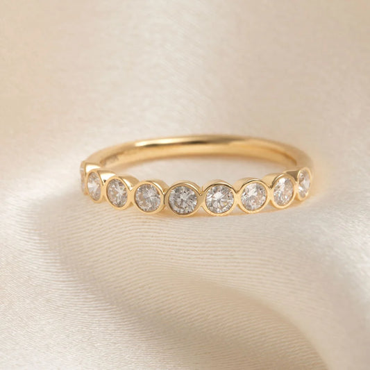 Curved- 0.25 CT Marquise Lab Grown Diamond Wedding Band