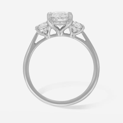 Three Stone-1.5 CT Oval Lab Grown Diamond Engagement Ring