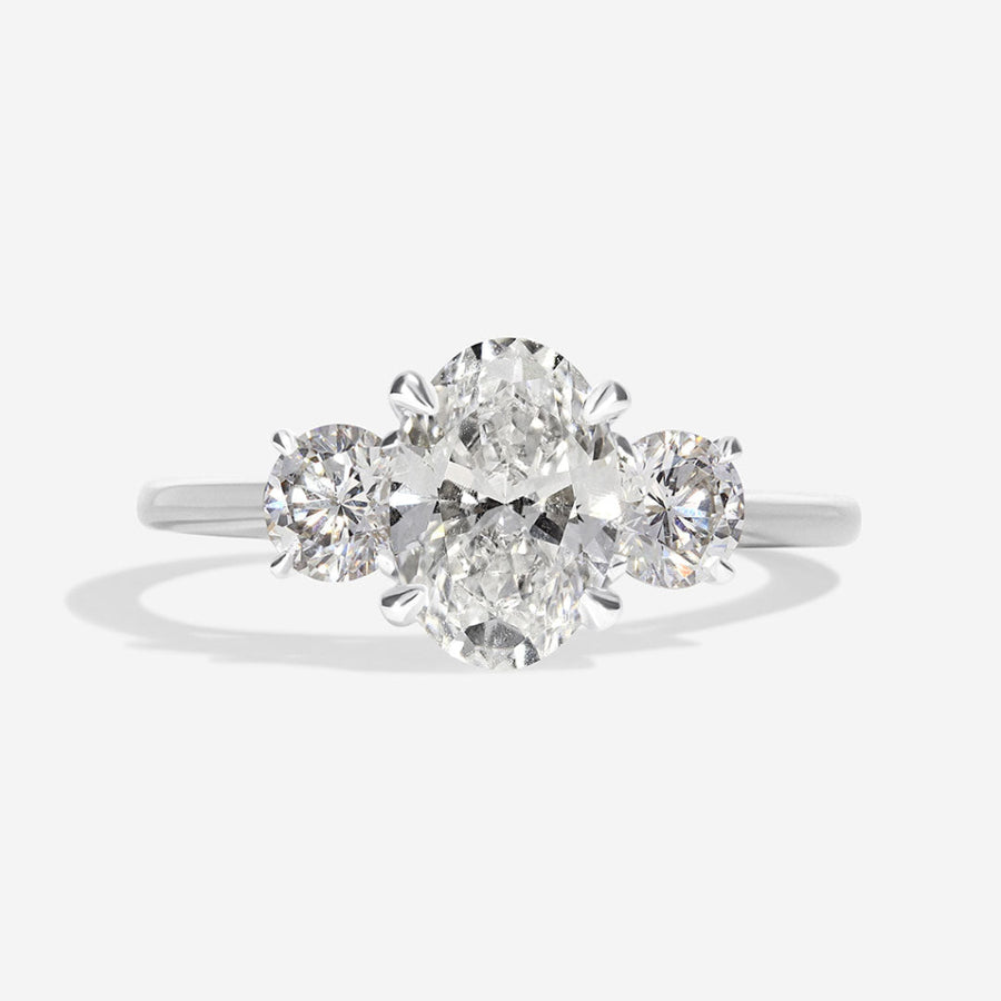 Three Stone-1.5 CT Oval Lab Grown Diamond Engagement Ring
