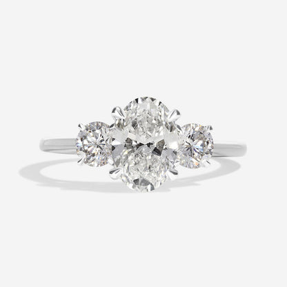 Three Stone-1.5 CT Oval Lab Grown Diamond Engagement Ring