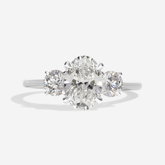 Three Stone-1.5 CT Oval Lab Grown Diamond Engagement Ring