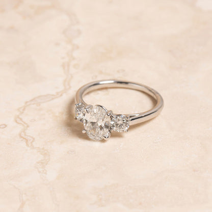 Three Stone-1.5 CT Oval Lab Grown Diamond Engagement Ring