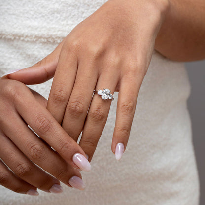 Three Stone-1.5 CT Oval Lab Grown Diamond Engagement Ring