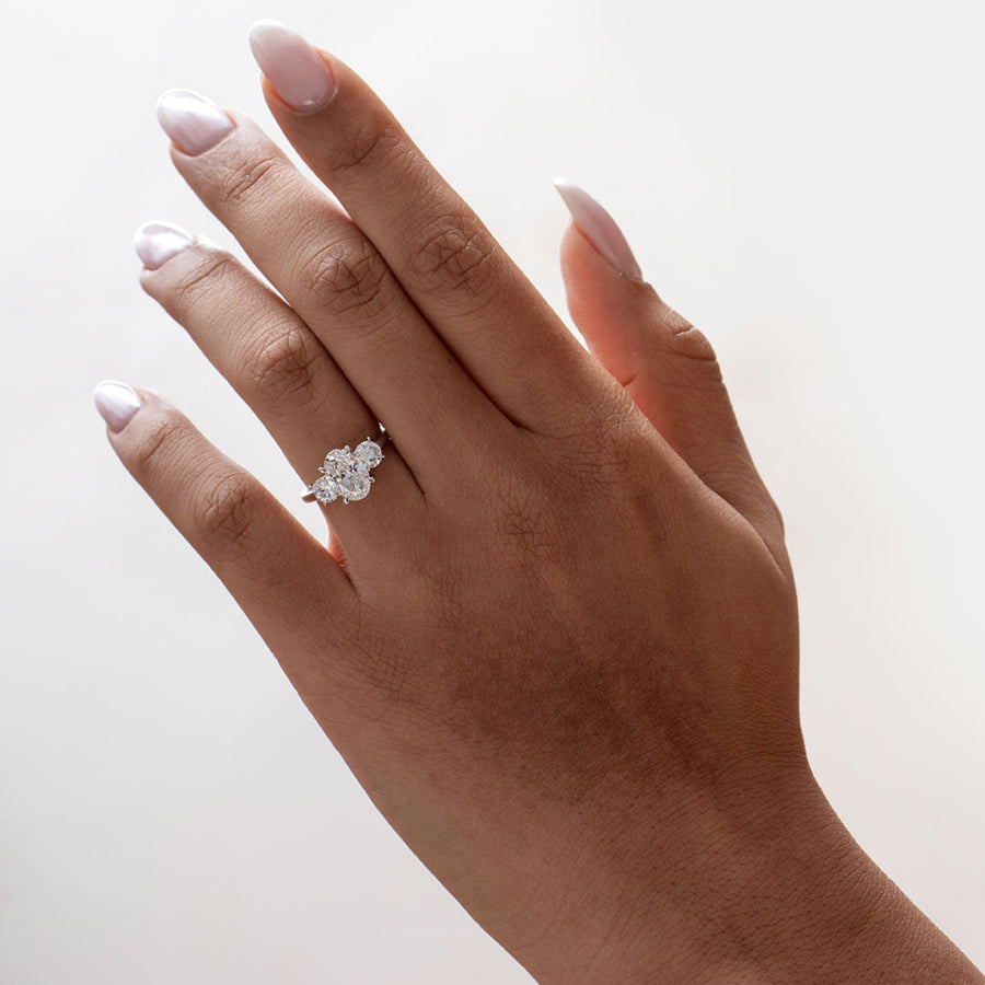 Three Stone-1.5 CT Oval Lab Grown Diamond Engagement Ring