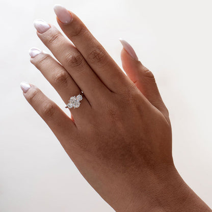 Three Stone-1.5 CT Oval Lab Grown Diamond Engagement Ring