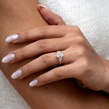 Three Stone-1.5 CT Oval Lab Grown Diamond Engagement Ring