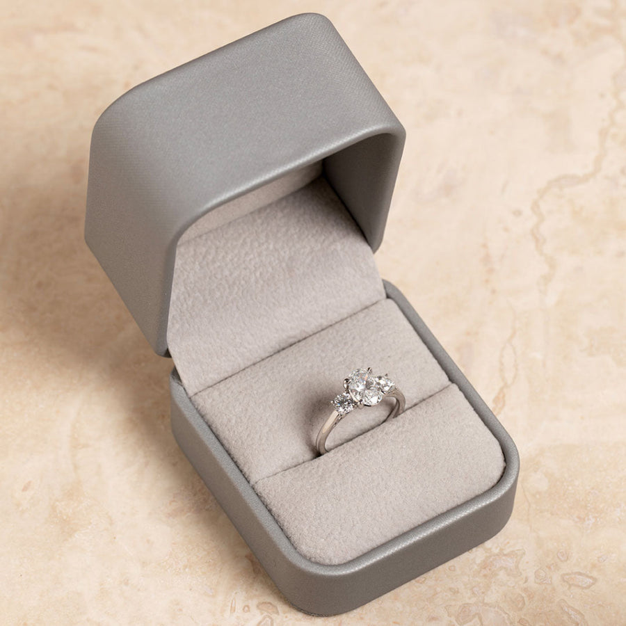 Three Stone-1.5 CT Oval Lab Grown Diamond Engagement Ring