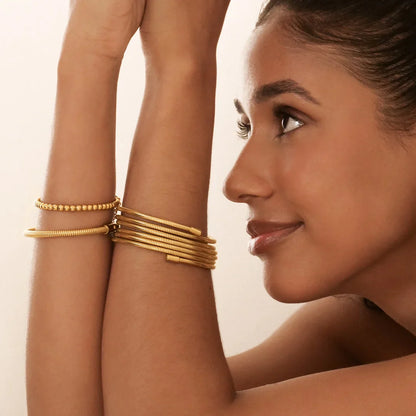 Elegant Gold Coil Bangle Bracelets 4