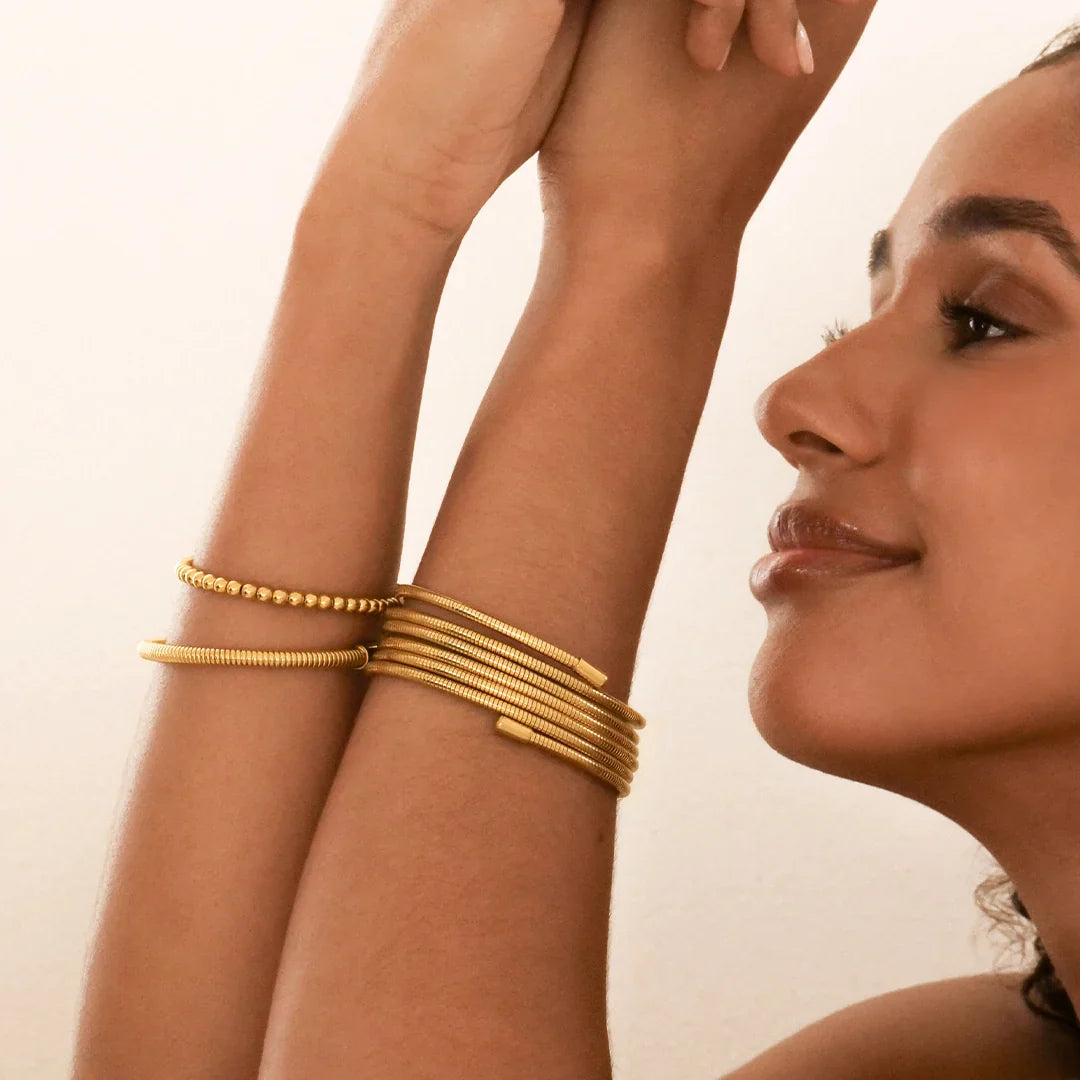 Elegant Gold Coil Bangle Bracelets 5