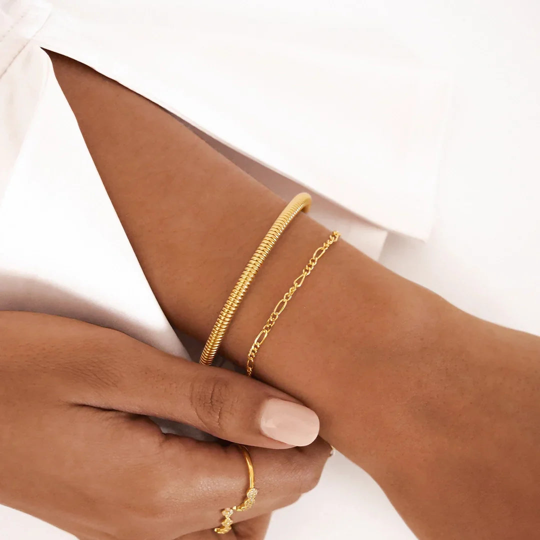 Elegant Gold Coil Bangle Bracelet