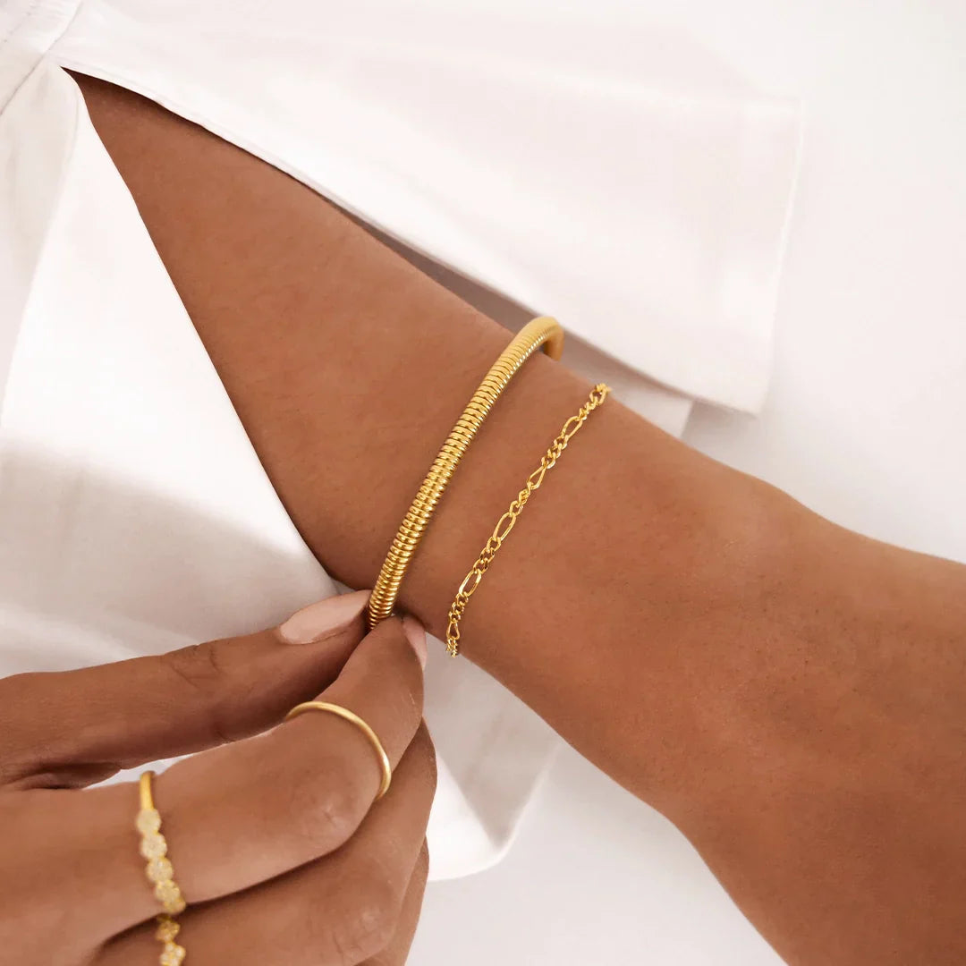 Elegant Gold Coil Bangle Bracelet