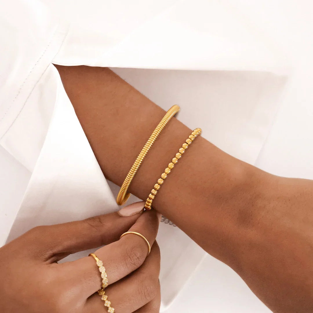 Elegant Gold Coil Bangle Bracelet