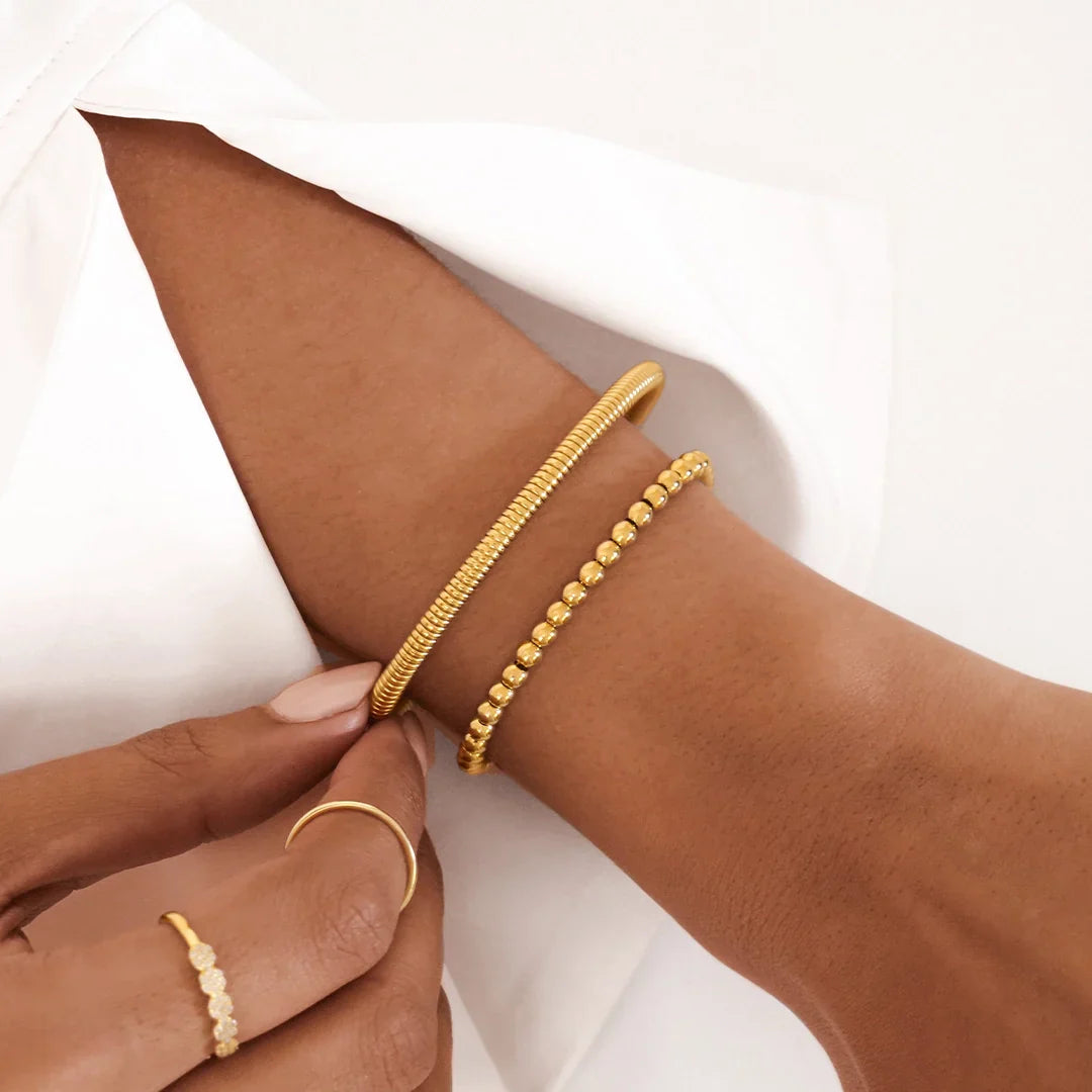 Elegant Gold Coil Bangle Bracelet