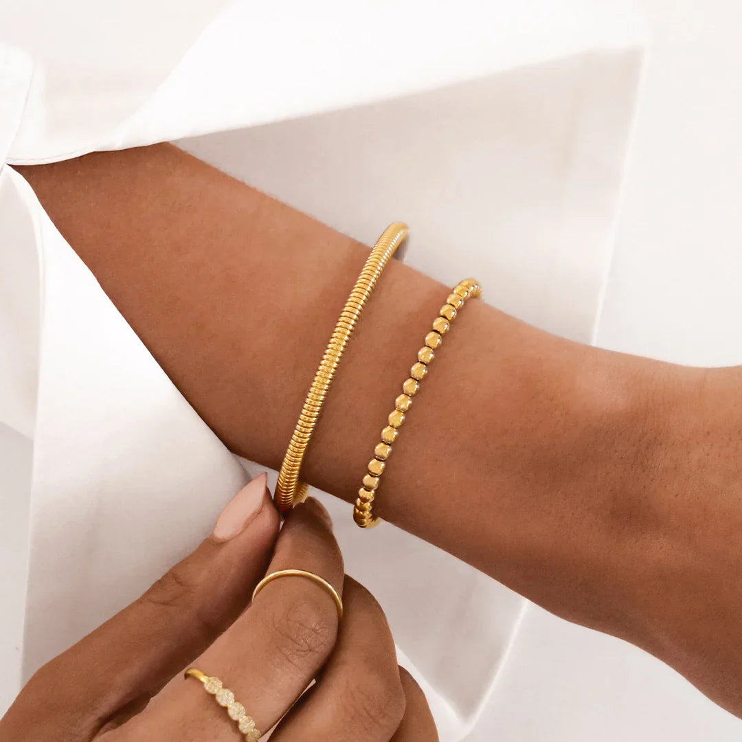 Elegant Gold Coil Bangle Bracelet