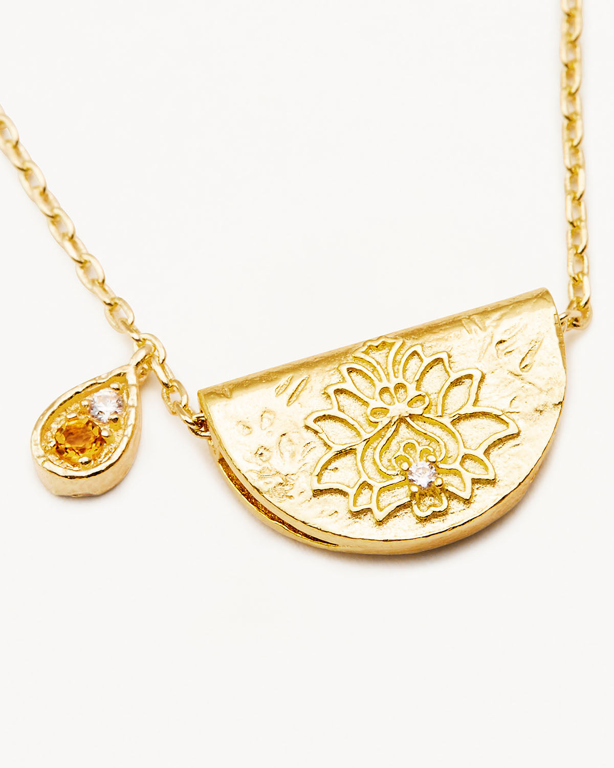 Golden Blossom Citrine Necklace with Lab-Grown Diamond Charm