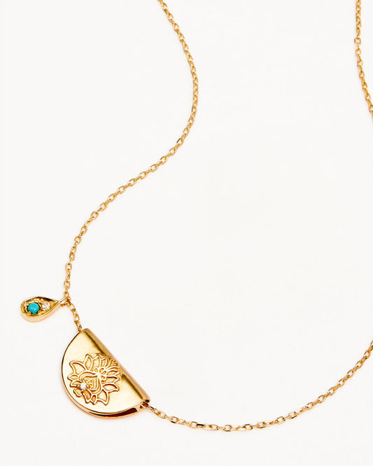 Golden Radiance Diamond & Turquoise Pendant Necklace