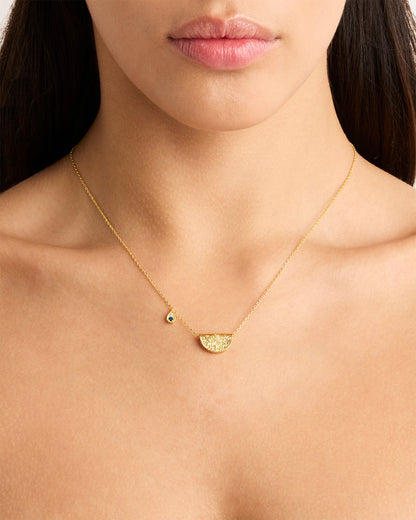 Blue Topaz Lab Made Diamond Lotus Design Necklace 2