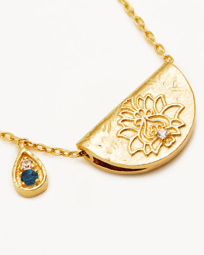 Blue Topaz Lab Made Diamond Lotus Design Necklace 3