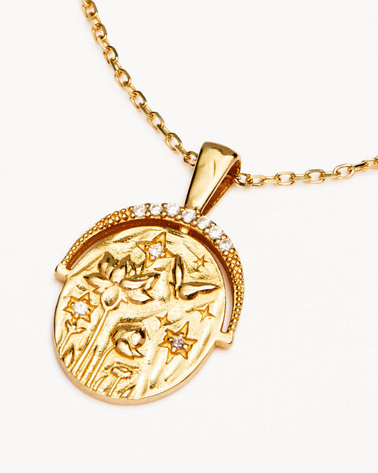 0.20 TCW Round Diamond Solid Gold Necklace with Engraved Pendant