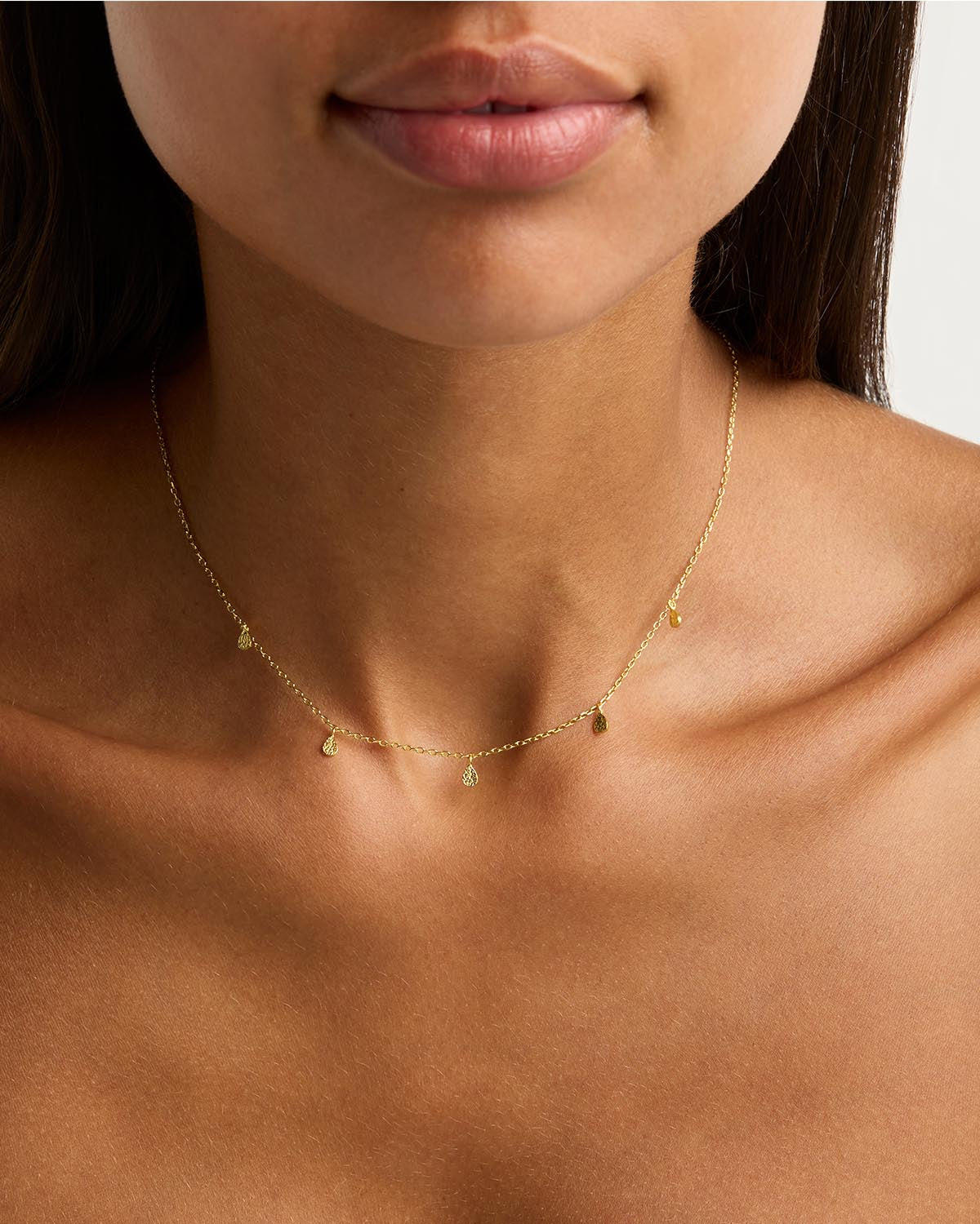 Golden Grace Teardrop Charm Choker Necklace