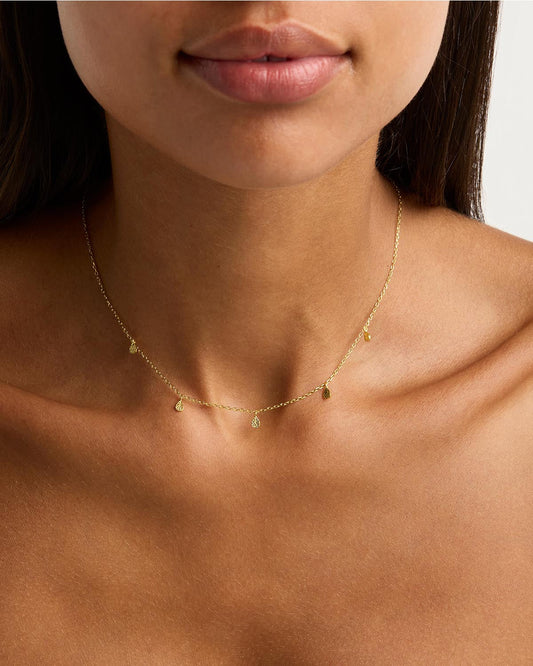 Golden Grace Teardrop Charm Choker Necklace