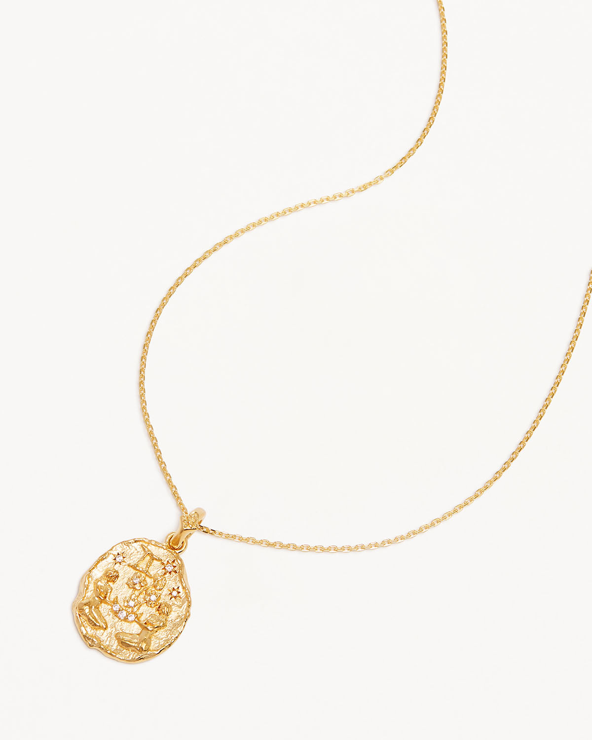 Golden Gemini Zodiac Pendant with Lab Grown Diamonds