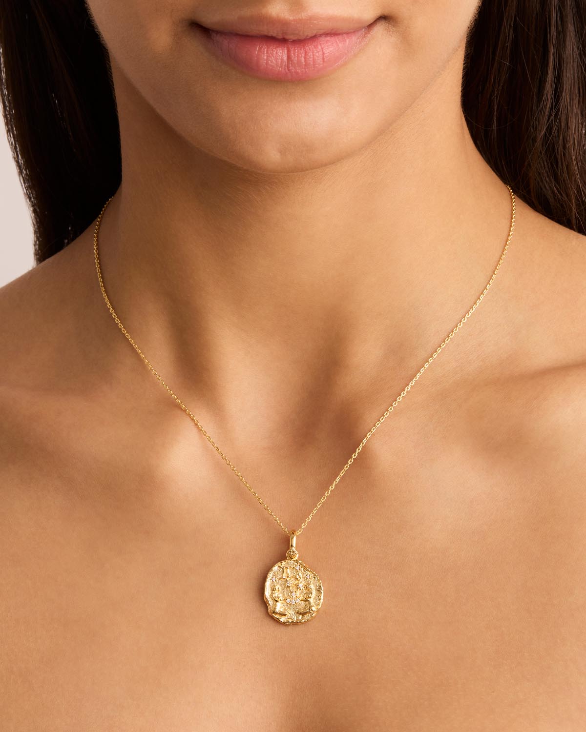 Golden Gemini Zodiac Pendant with Lab Grown Diamonds