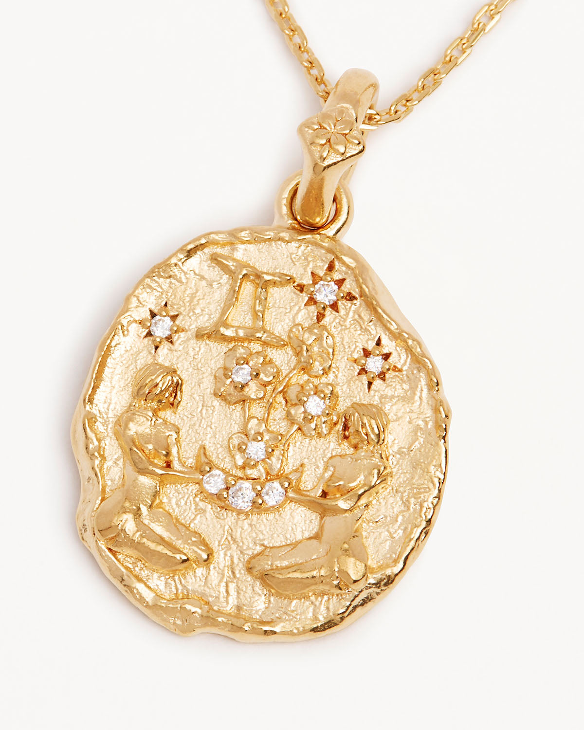 Golden Gemini Zodiac Pendant with Lab Grown Diamonds