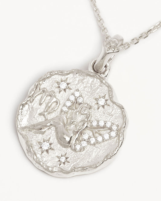 Virgo Zodiac Round Lab-Grown Diamond Pendant Necklace