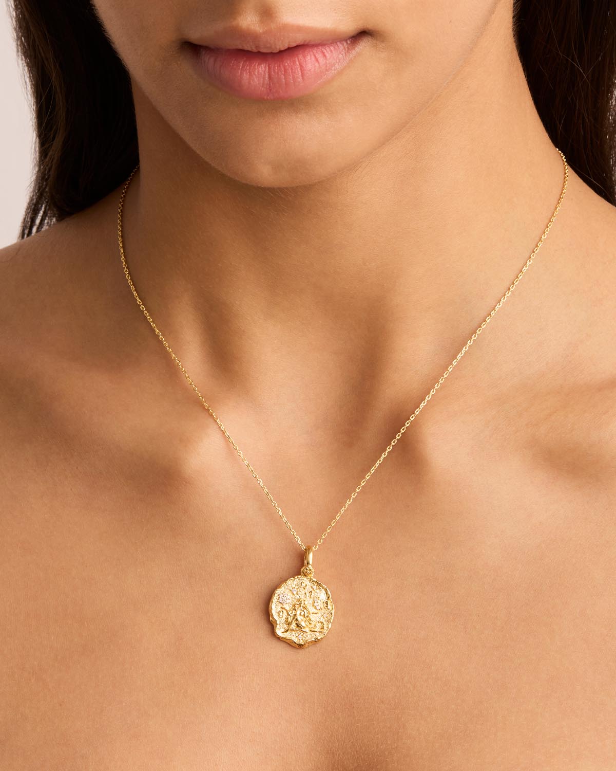 0.10 TCW Gold Libra Zodiac Pendant Necklace