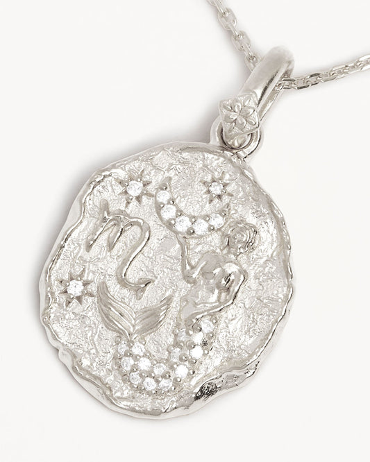 Scorpio Round Lab Grown Diamond Zodiac Pendant Necklace