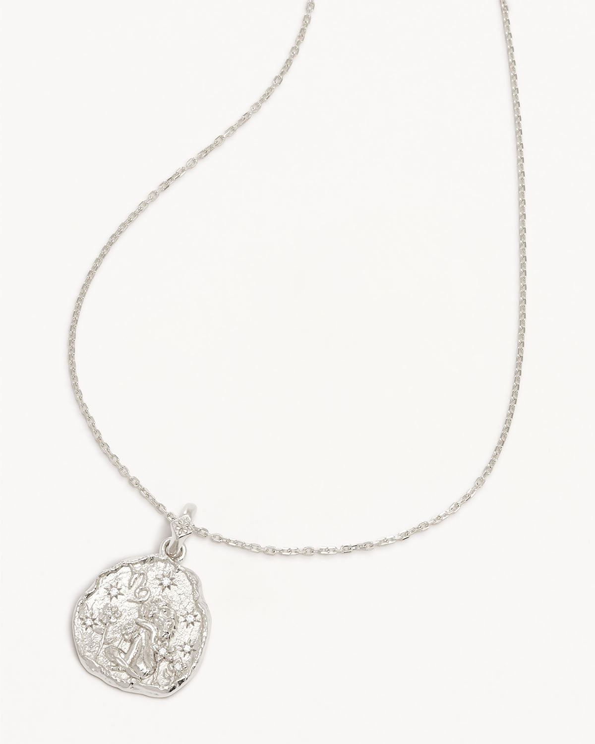 Round Diamond  Charm Sign Pendant Necklace - Capricorn