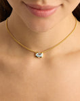 Load image into Gallery viewer, 0.15TCW Blue Topaz Baguette Lab Made Diamond Solitaire Necklace
