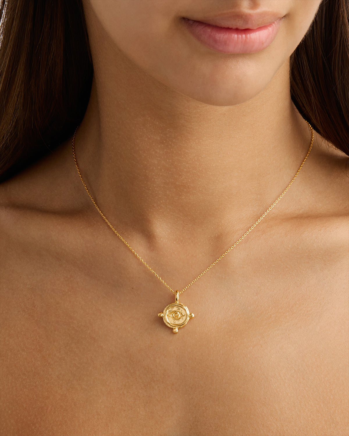 Golden Radiance: Evil Eye Charm Necklace for Luck