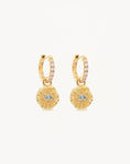 Load image into Gallery viewer, 0.20 TCW Blue Topaz & Lab Grown Diamond Evil Eye Hoops
