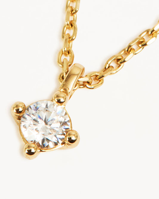 0.30 Carat Round Lab Grown Diamond Solitaire Necklace in Lustrous Gold