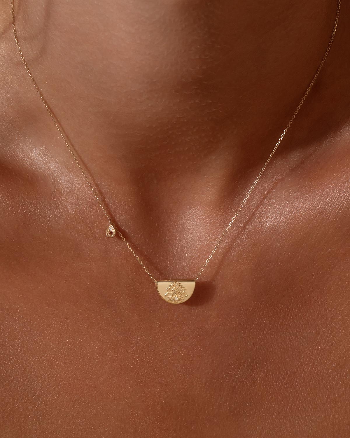 Round Garnet Lab Grown Diamond Necklace 3