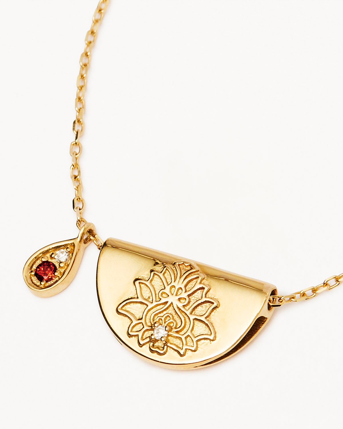 Round Garnet Lab Grown Diamond Necklace 2