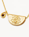 Load image into Gallery viewer, Elegant Gold Sunflower Necklace with Teardrop Garnet Accent
