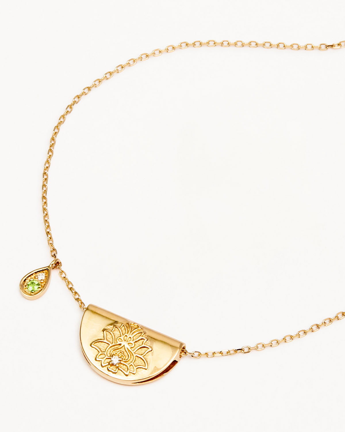 Golden Bloom Peridot Necklace with Lab-Grown Diamond Accent 1