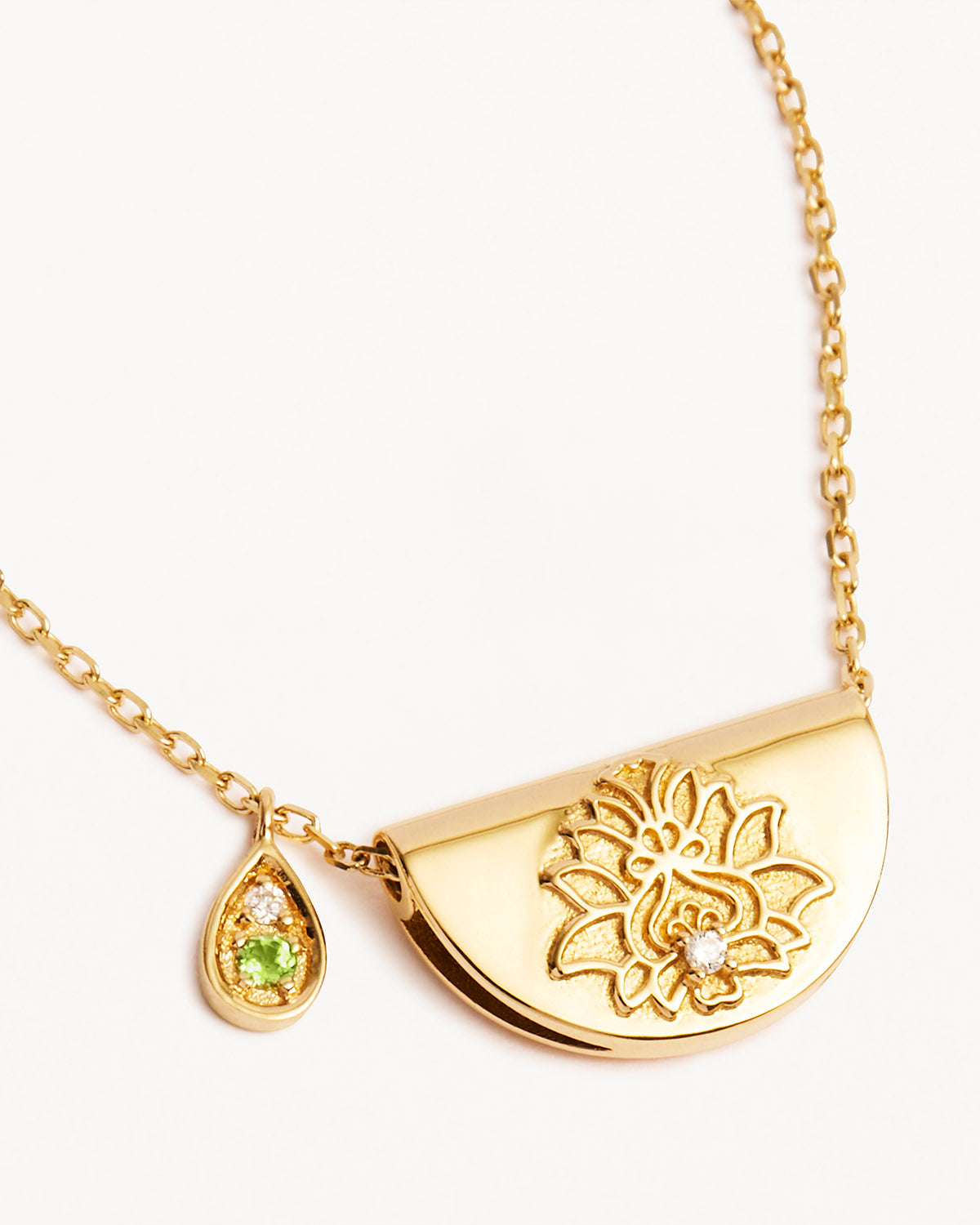 Golden Bloom Peridot Necklace with Lab-Grown Diamond Accent