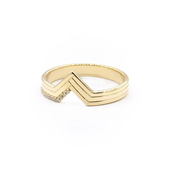 Radiant Solid Gold Chevron Diamond Ring