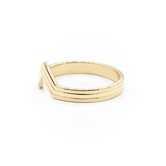 Radiant Solid Gold Chevron Diamond Ring